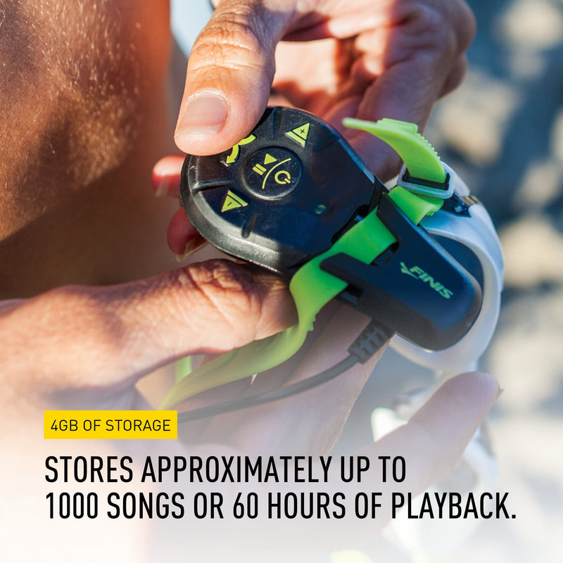 [AUSTRALIA] - FINIS Duo - High-Quality Underwater MP3 Player - Waterproof Bone Conduction Swimming Headphones for the Pool - Great Addition to Pool and Swimming Accessories - Supports MP3 and WMA files Black/Acid Green 