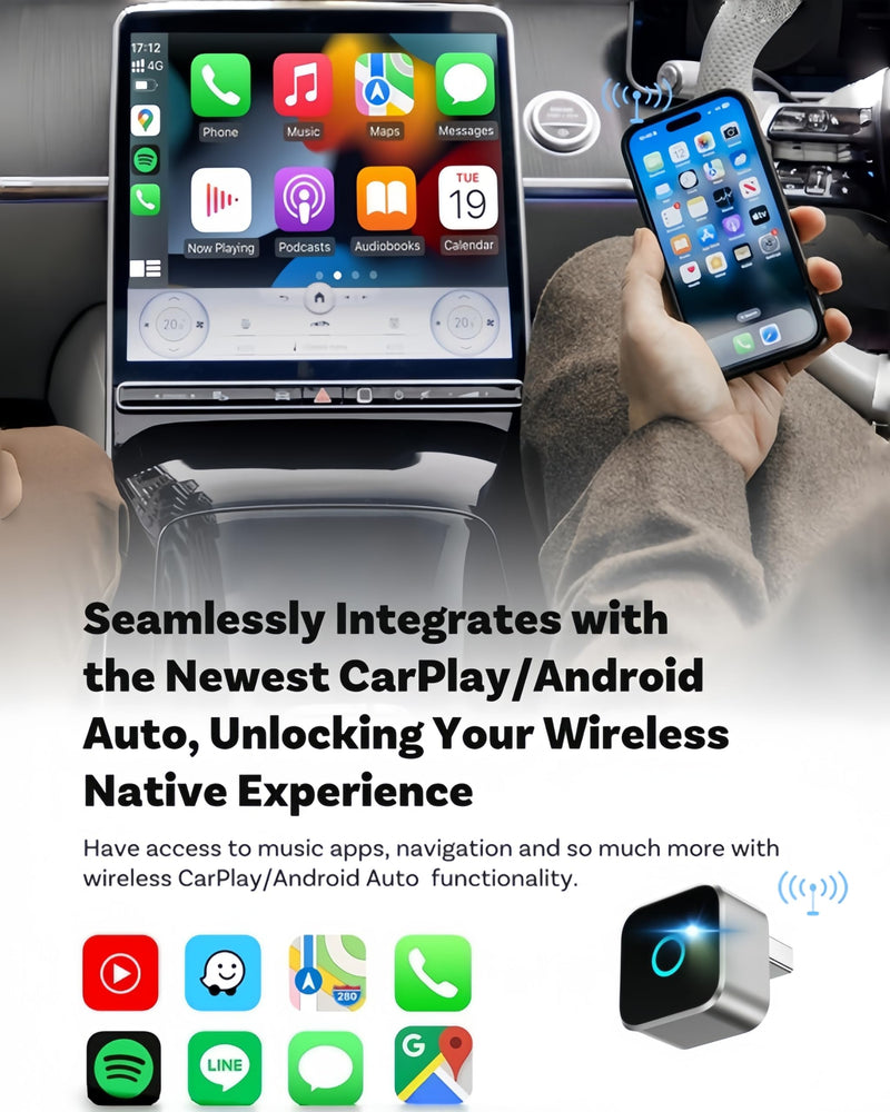 【Compatible with 2016-2021 Sierra（Wired Model）】 Wireless Adapter | 2-in-1 Wireless CarPlay & Android Auto Adapter【Designed for IntelliLink Infotainment System】Small & discreet