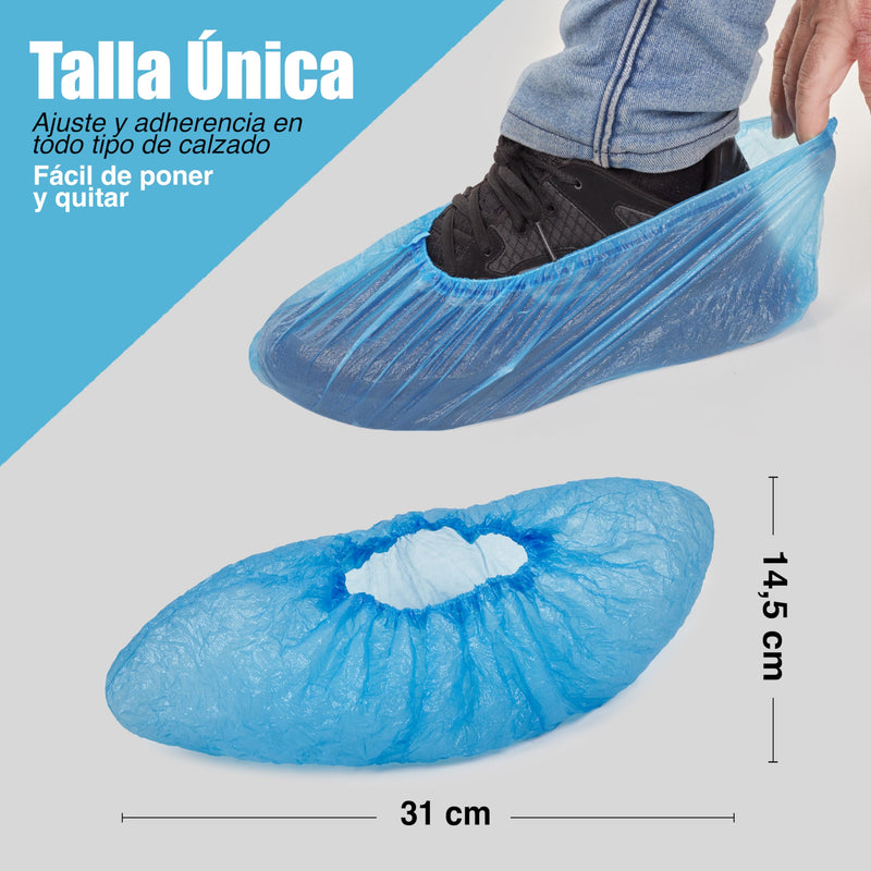 ARESO Disposable Shoe Covers with Elastic Band, Waterproof Overshoes, Blue Overshoes, Disposable Pack of 100