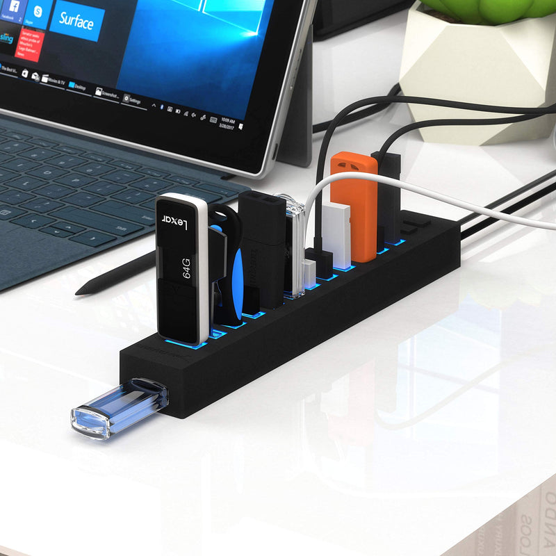Sabrent 13 Port High Speed USB 2.0 Hub +Aluminum USB External Stereo Sound Adapter for Windows and Mac.