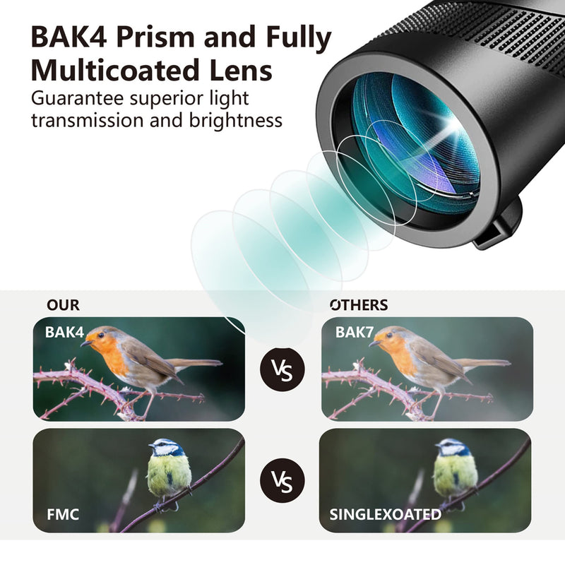 Monocular-Telescope High Powered for Smartphone Monoculars 80x100 for Adults High Definition Monocular Telescope for Stargazing Hunting Wildlife Bird Watching Travel Camping Hiking