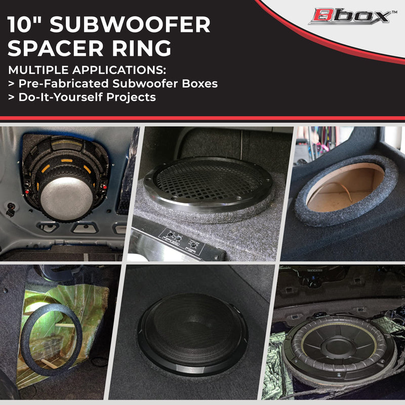 Atrend Universal MDF Constructed Spacer for 10 Inch Speaker or Sub - Adds 3/4" To Depth - Premium Subwoofer Spacer Improves Audio Quality, Sound & Bass - Multiple Usage - Charcoal,Black 10"