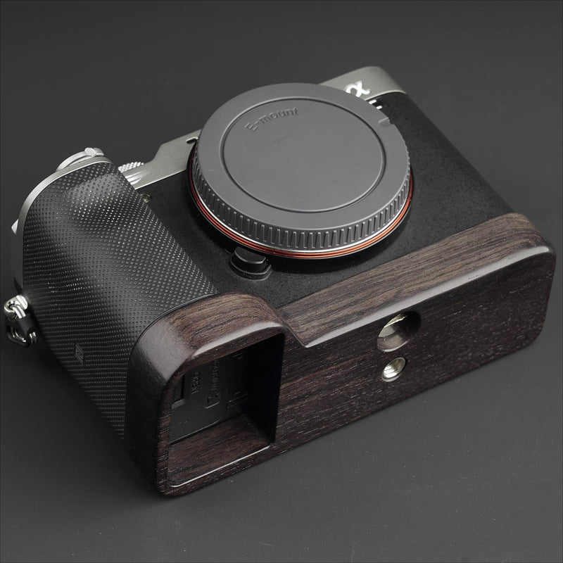 All Wood Wooden Camera Hand Grip Baseplate Base Protecter Handmade Light Weight for A7C ILCE-7C Alpha 7c Ebony