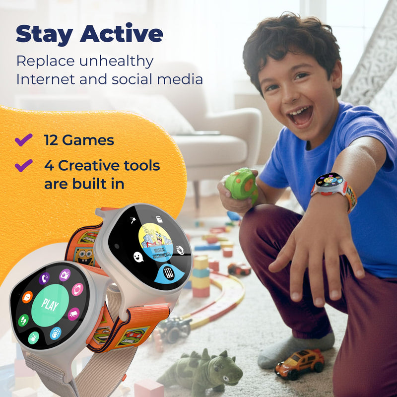 Kids Smart Watch with GPS Tracker Up to 24H Battery Work, SOS, & Parental Controls Smartwatch, Kid Phone Call and Text, Boys & Girls, 4G Smart Watch for Kids Requires Data Plan - First Month Free Watch+1M Included