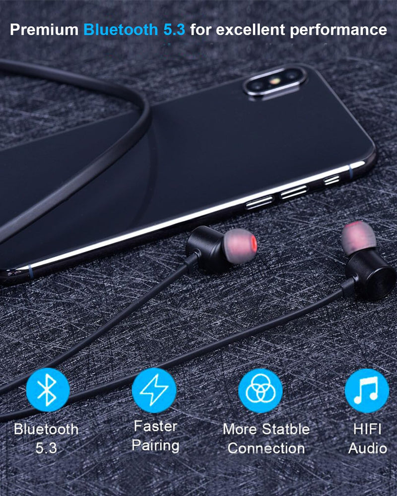 [AUSTRALIA] - NANAMI Earbuds, Update Bluetooth Wireless Headphones, IPX7 Waterproof, in-Ear Earphones with Mic, Magnetic Neckband, HiFi Stereo Deep Bass Noise Cancellation Headsets,18 Hours Playtime for Gym,Sports Black with red 