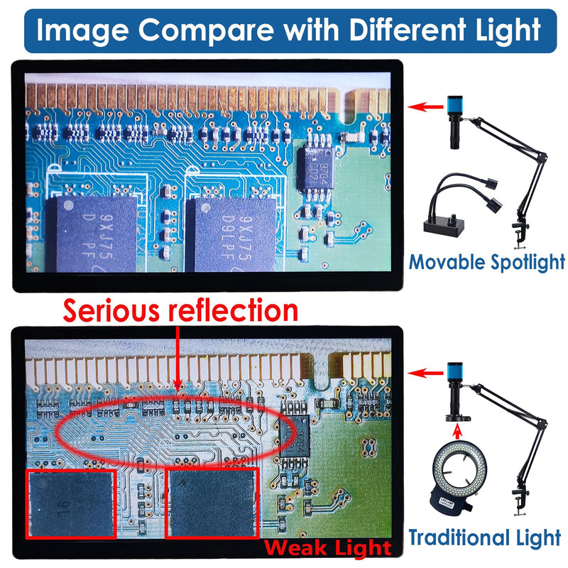 [AUSTRALIA] - Microscope Light Source, USB Desk Dual Gooseneck Lights LED Mini Spot Light Illuminator for Stereo Microscope Camera Industrial Video Zoom C Mount Lens for Repair Soldering PCB Lab 