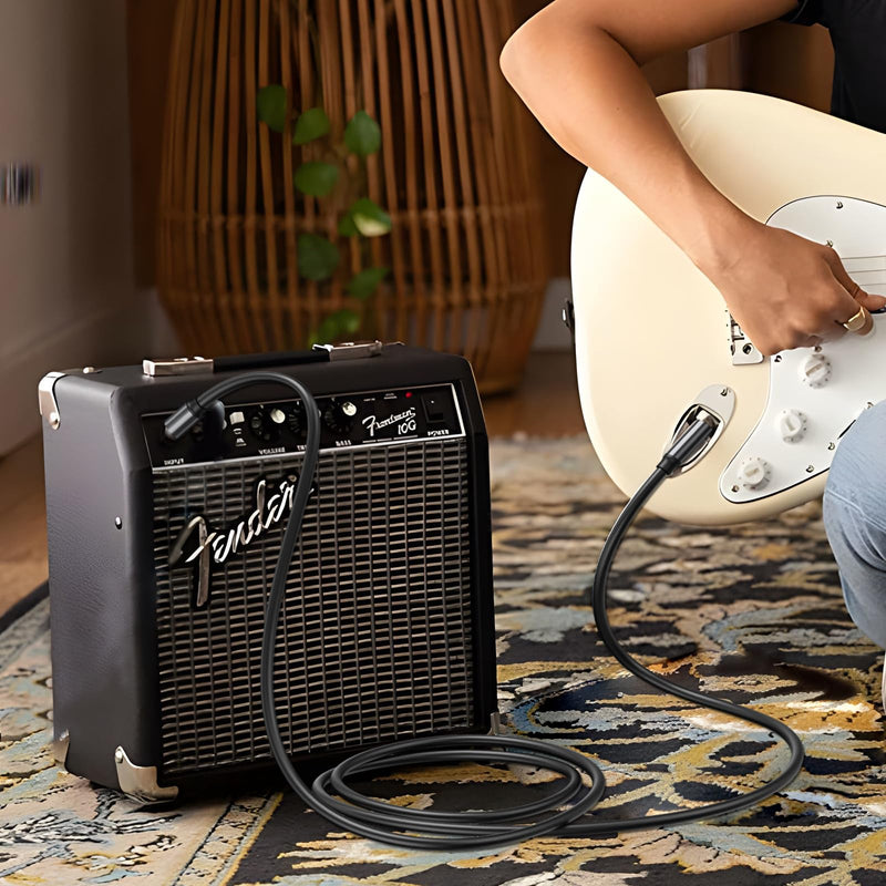 [AUSTRALIA] - Guitar Cable 10Ft, 1/4 Inch Instrument Cable, Soft Durable Electric Guitar - AMP Cord for Bass, Amplifier, Pedals, Guitar Chord with Improved Tin Plated Copper Core,Noise Free Black 10 Ft. 