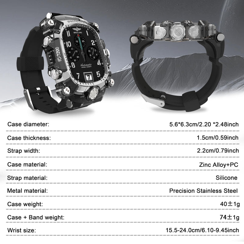 iG-3200 Rugged Case with Band for Apple Watch Series 10/11 46mm,Shockproof Bumper Cover Silicon Strap for iWatch 10/11 46mm Full Protective Cover for Men Silvery