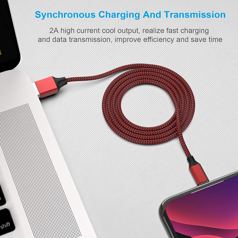 MUXA iPhone Charger [Apple MFi Certified] 6Pack 3/3/6/6/6/10 FT Nylon Braided Fast Charging Lightning Cable Compatible iPhone 13 12 11 Pro Max XS X