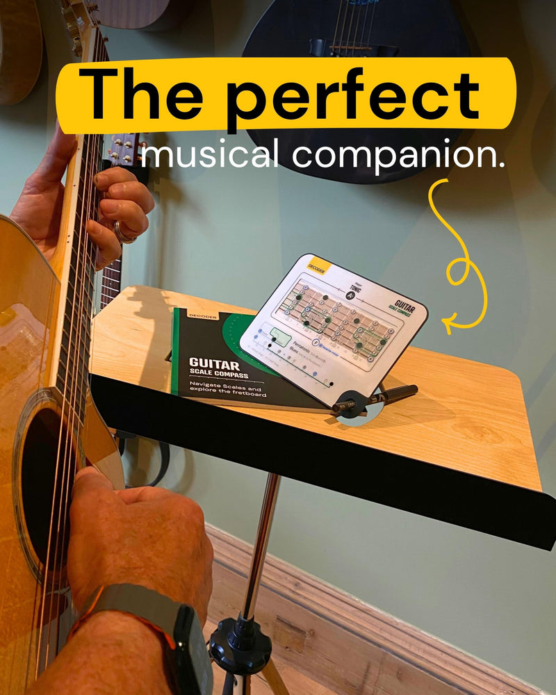 Sliding Guitar Scales Compass & 88-Page Decoder Book for Beginners | Learn Major, Minor, Pentatonic & Blues Scales | Portable Guitar Learning Tool for Acoustic, Electric & Bass by Noisy Clan Scale Compass