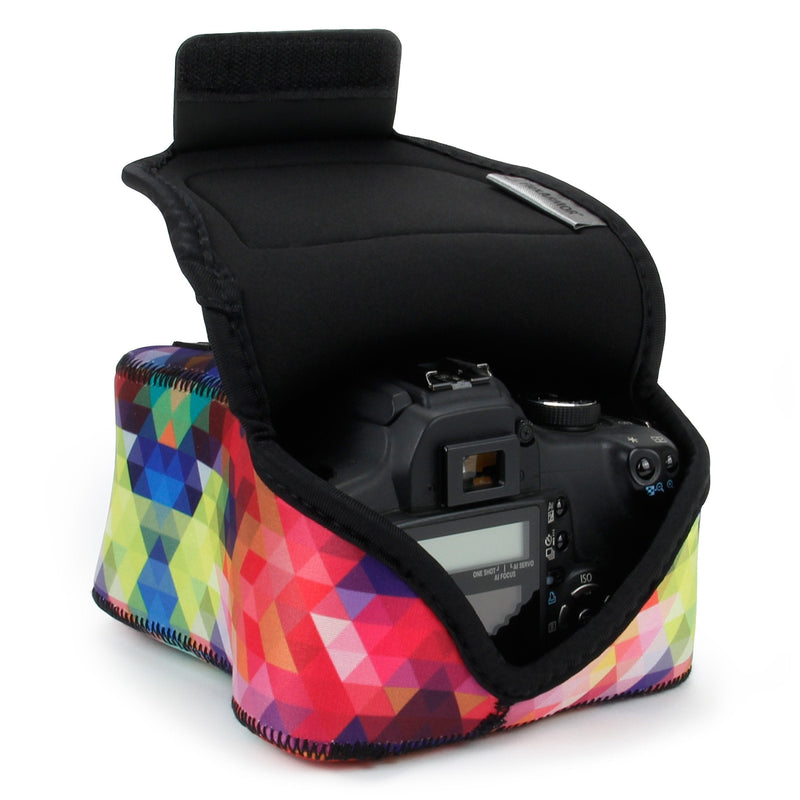 USA Gear Camera Sleeve (Geometric) + Camera Neck Strap (Geometric) - Bundle
