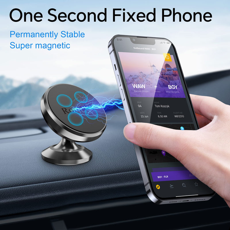 【 2-Pack 】 Magnetic Phone Holder for car Dashboard [ Strong Magnet ] [ 4 Metal Plate ] iPhone Magnetic Phone Mount for car, [ 360° Rotation ] Universal Dash Car Mount Fits All Cell Phone