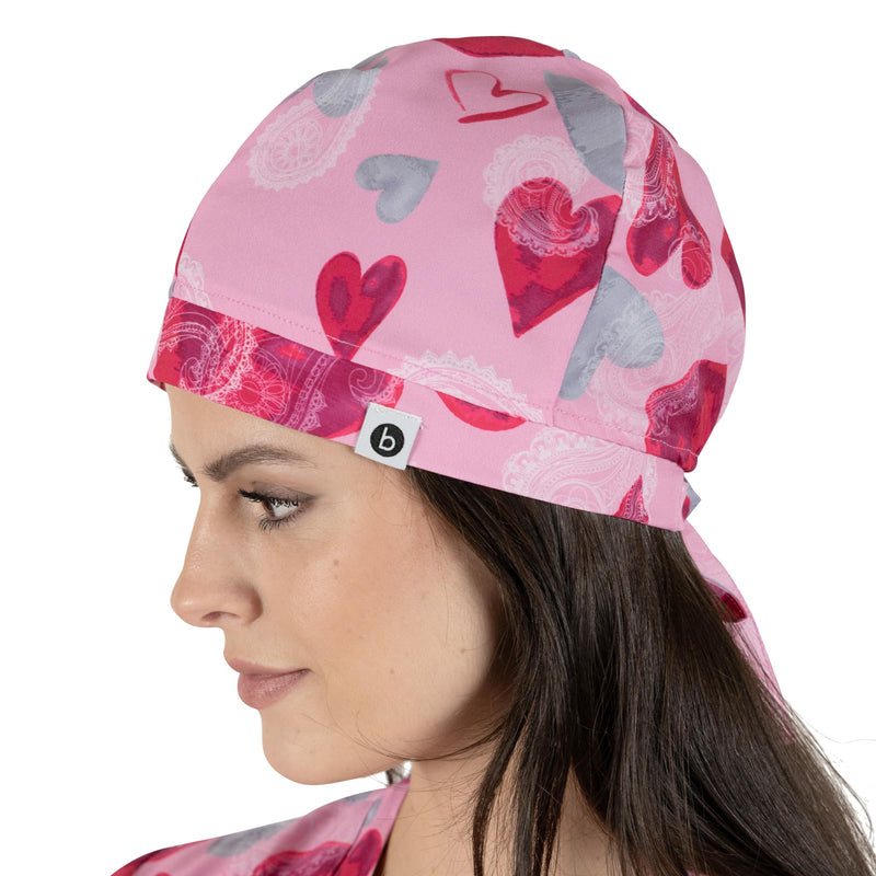 B-well Modena Surgical Hood Fabric Surgical Caps Fabric Nurse Accessories for Doctors, Nurses, Dentists, Pharmacists, Vets, Medical Staff Unit size Love 1