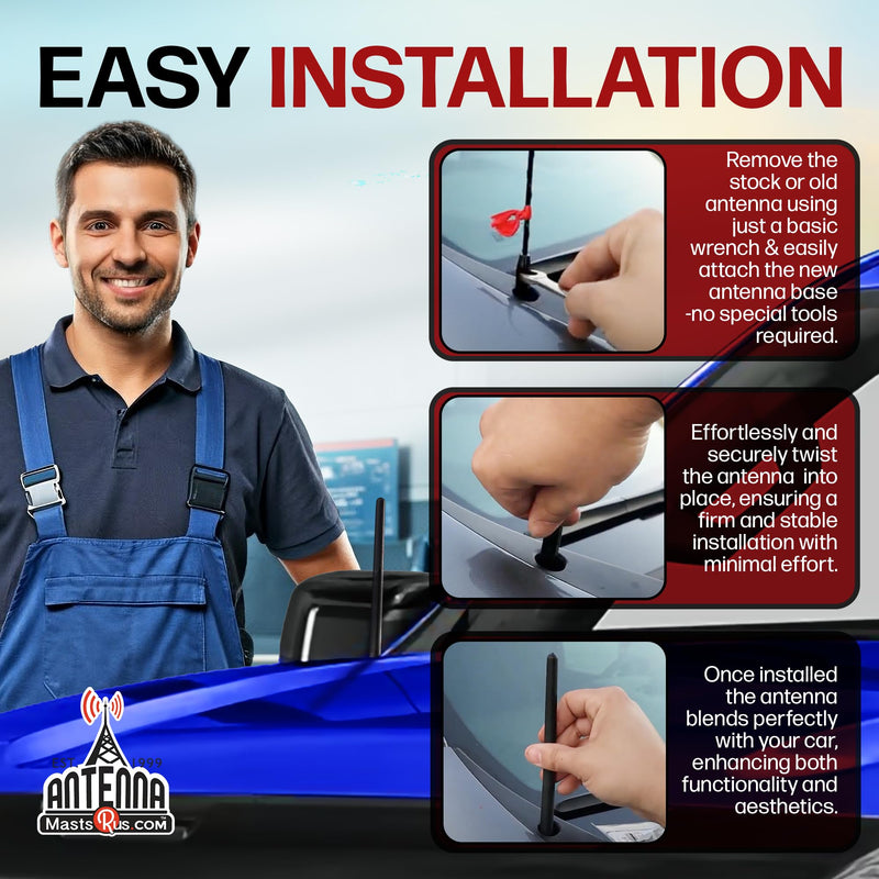 [AUSTRALIA] - AntennaMastsRus Short Rubber Antenna for GMC Sierra 1500 (2006-2026) - German Engineered with Internal Copper Coil for Enhanced Signal Reception - Car Wash Proof & Easy Install - 6 3/4 Inch 