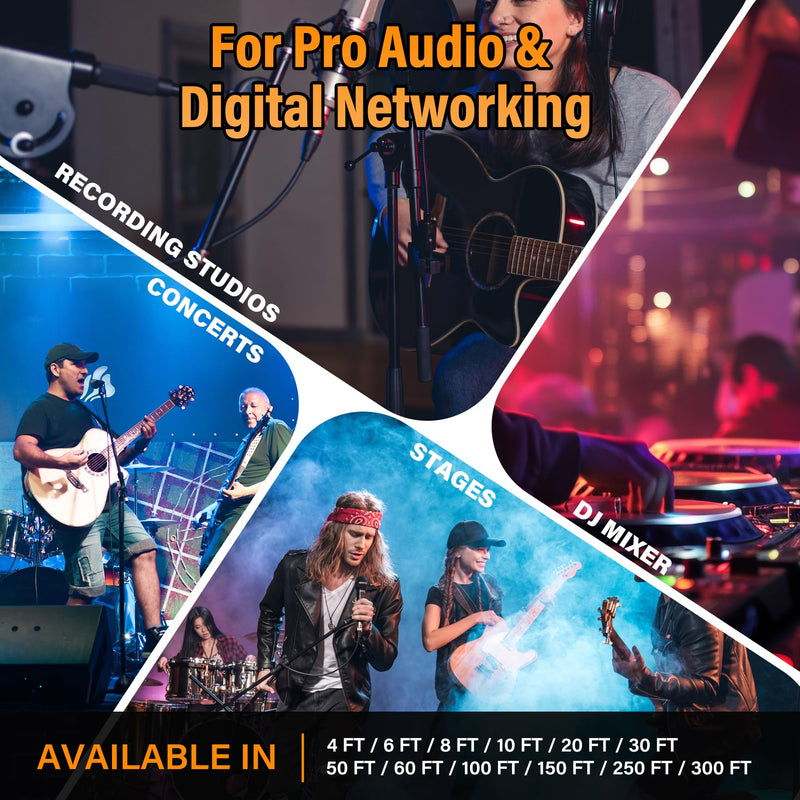 CAT6A S/FTP EtherCON Cable 60 FT,10Gbps Professional Audio & Lighting Locking RJ45 Cable,26AWG OFC UV Resistant PVC for DMX,Stage,Studio Live Touring,Concerts ,Studio-Grade Sound Transmission,Yellow