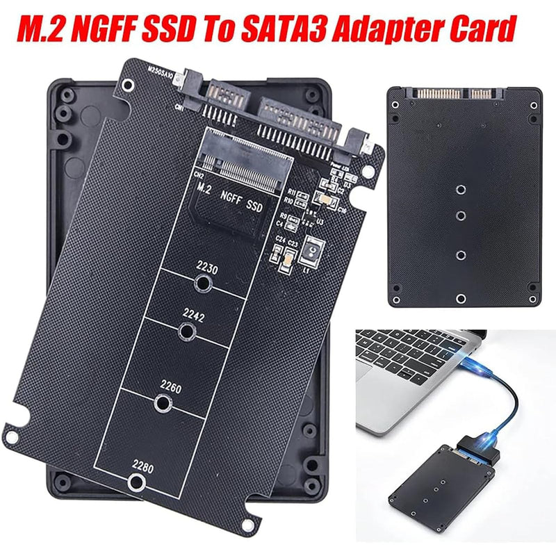 M.2 NGFF (SATA) to SATA III Adapter Card - Premium MCA556 Aluminum Enclosure for 2280 SSDs, Easy Installation, High-Speed 6Gbps Transfer