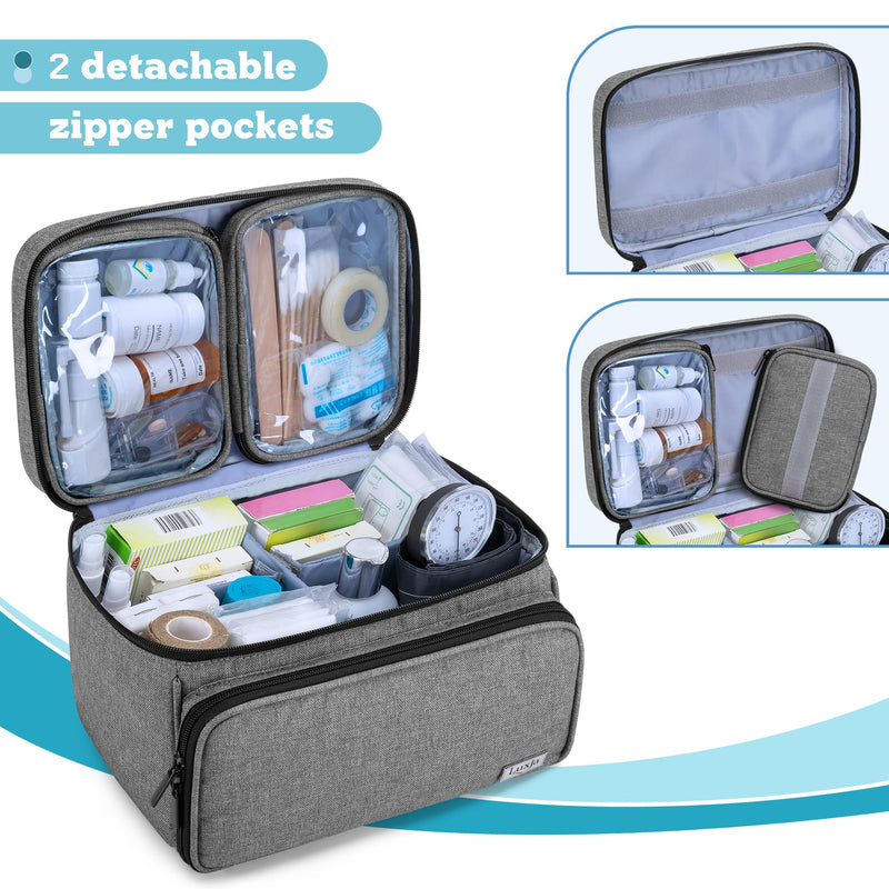 [AUSTRALIA] - Luxja Medical Bag, Emergency Bag for Medical Accessories, Medicine Bag for Travel, Medical Bag for First Aid Kits, Grey Gray 