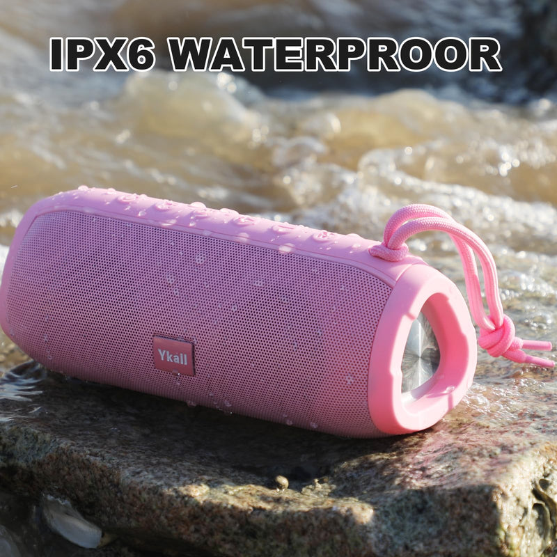 [AUSTRALIA] - Bluetooth Speakers, Portable Bluetooth Speaker Wireless with 20W Loud Stereo Sound, TWS Pairing, IPX6 Waterproof Shower Speakers, 36H Playtime, RGB Light Speaker, Built-in Radio Mode Light Pink 