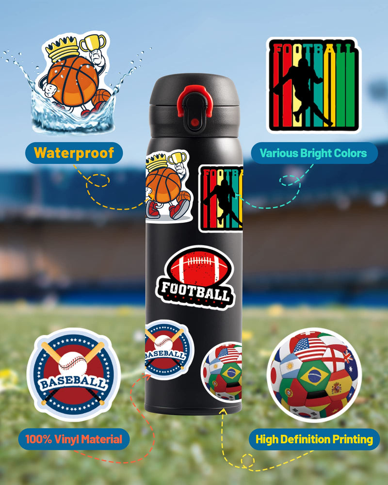 300 Pcs Sport Stickers for Kids, Water Bottle Stickers, Cute Vinyl Waterproof Hydroflask Phone Skateboard Laptop Stickers, Bulk Sticker Packs for Boys Girls Teens Adults Sport300Pcs