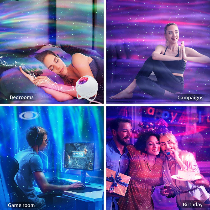 [AUSTRALIA] - HERHOTER Star Projector,Northern Lights Projector,with Bluetooth Speaker, White Noise, Remote Control,Night Light,for Game Room, Adults, Family Gatherings,Galaxy Projector Bedroom 5.3in 