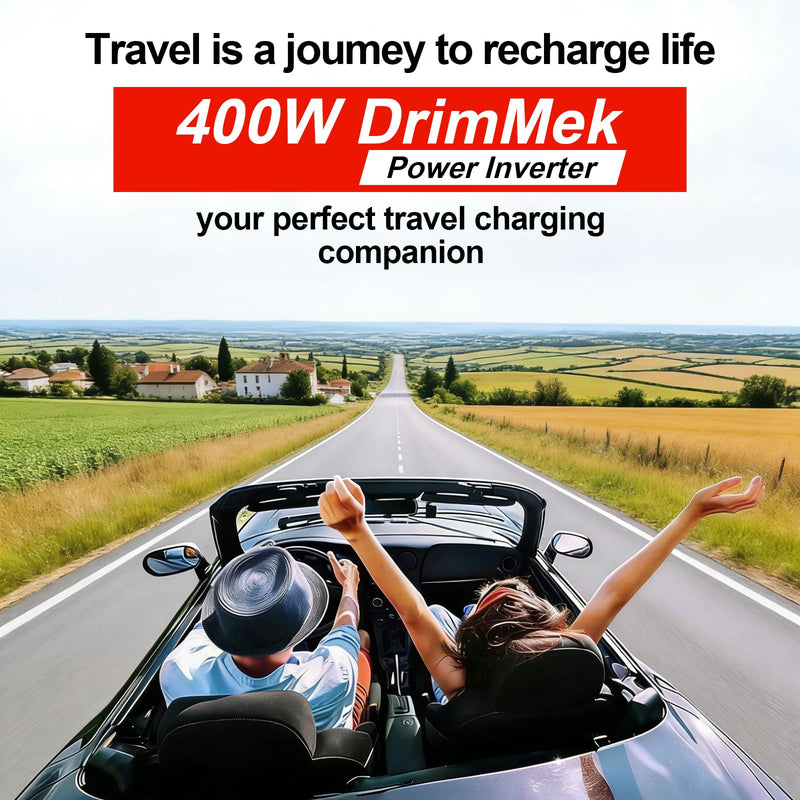 400W Power Inverter, 12V to 110V Car Inverter with 2 AC Outlets & Dual 6.2A USB Ports for Laptop, Air Compressor & Fast Charging