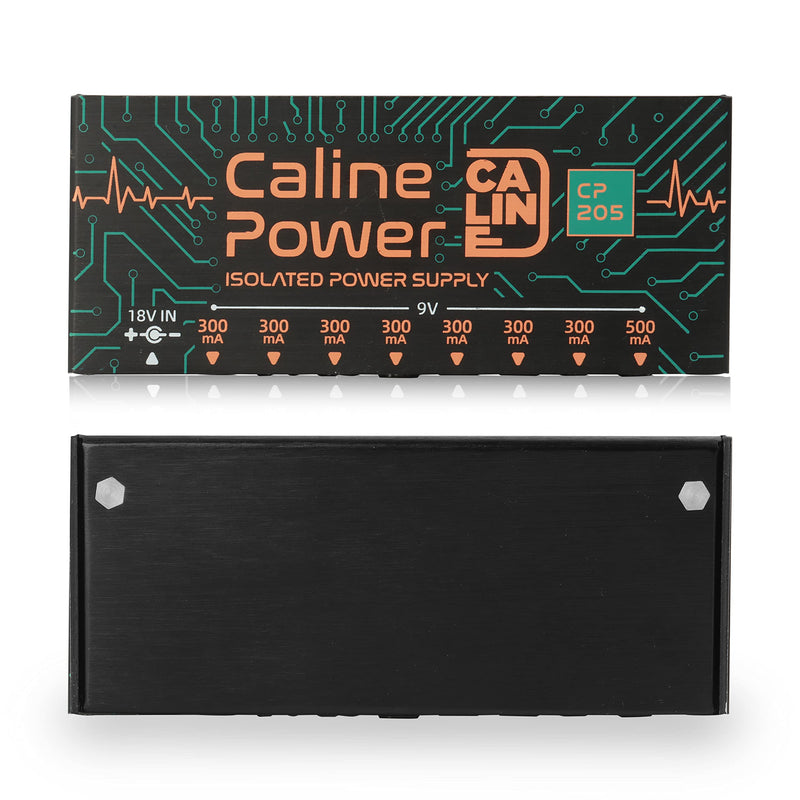 Caline CP-205 Guitar Pedal Power Supply, DC 9V True Isolated Pedalboard Power Supply with 8 Totally Isolated Outputs(300mA/500mA), Noiselessly