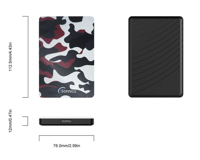 Sonnics 1TB Red Camo External Pocket Hard Drive USB 3.0 Compatible with Windows PC, Mac, Xbox ONE and PS4 Special Edition