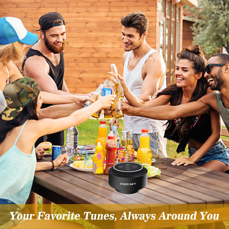 HAISSKY Bluetooth Shower Speakers, Portable Wireless Speaker with Suction Cup, IP67 Waterproof Speaker Pairs Easily to Phones, Tablets, Computer, Gift for Men & Women Black
