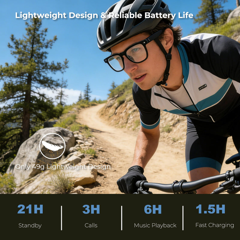AI Smart Glasses with Camera, 8MP Photo & 4K Video, Real-Time Translation in 140+ Languages, Voice Assistant, Object Recognition, Bluetooth/WiFi, Blue Light Glasses for Travel, Meetings, Vlogging
