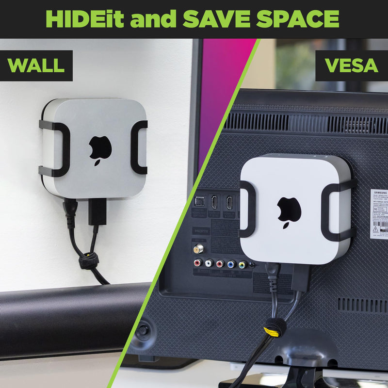 HIDEit Mounts Mac Mini M4 Mount | Under Desk & VESA Monitor Mount for Mac Mini | Designed for Proper Airflow | Includes Hardware