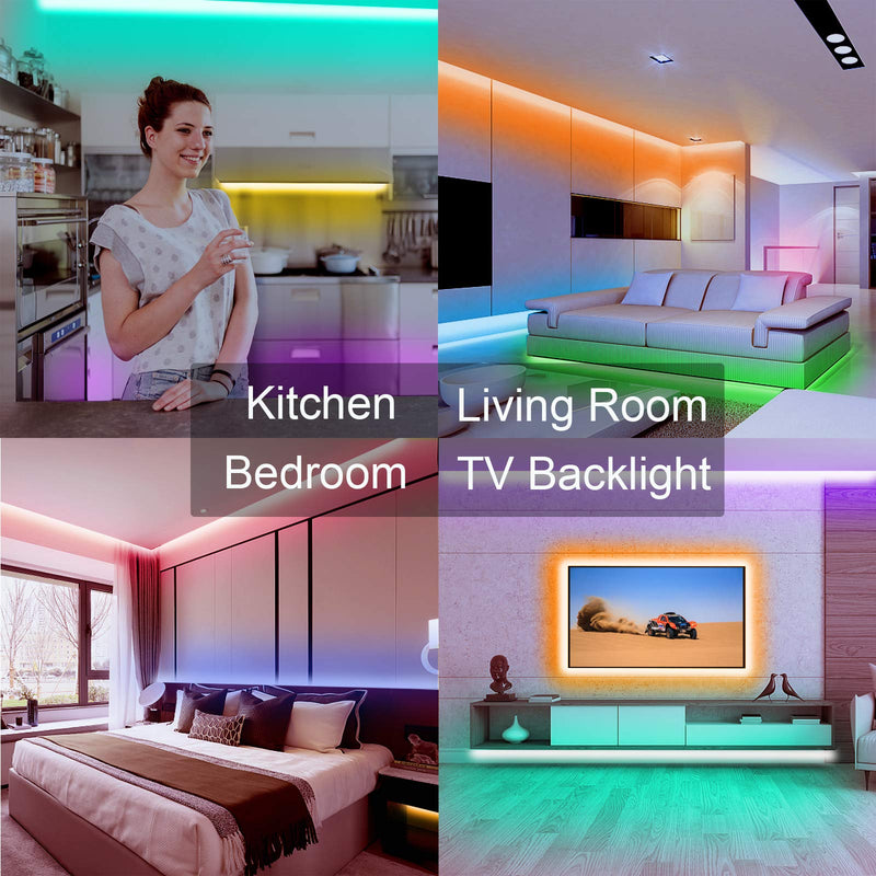 VOLIVO 100ft RGB Led Strip Lights, Color Changing Led Light Strips Kit with 24 Keys IR Remote Control, Led Lights for Bedroom, Room, Home 100 ft