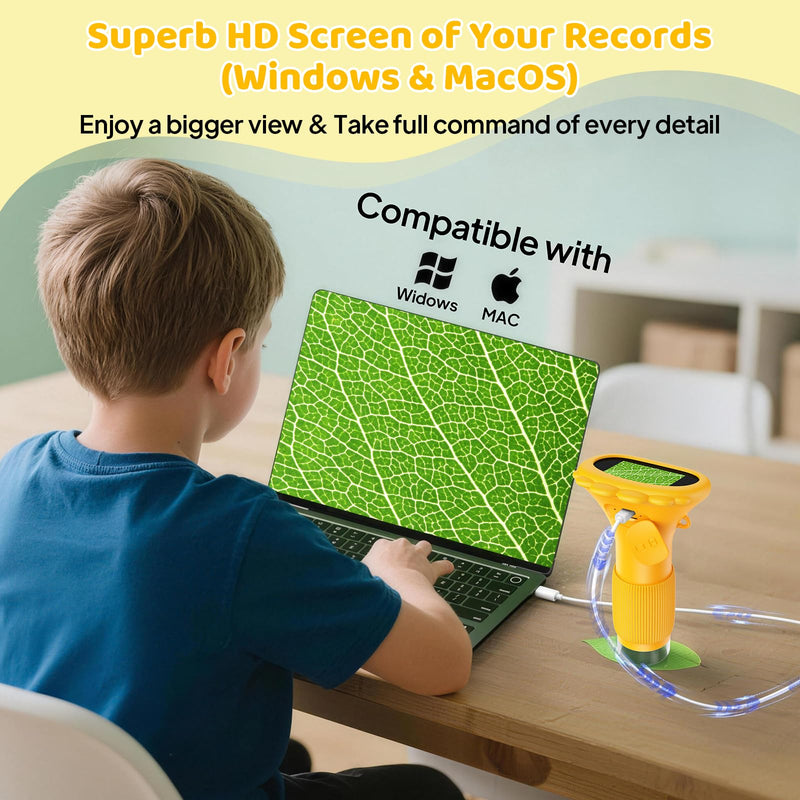 Kids Microscope - Ashfly 1000X Portable Microscope for Kids, Photo & Video Miniscope Pocket Microscope Gifts, 2'' Digital Screen 2026 for Boys Girls Age 3-12 Orange