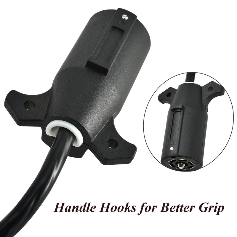 [AUSTRALIA] - Oyviny USA to EU Trailer Light Converter US Vehicle 7-Way Blade Socket Adapter to European Trailer 7-Pin Round Connector Plug and Play Trailer Converter Waterproof (Color:Black) 