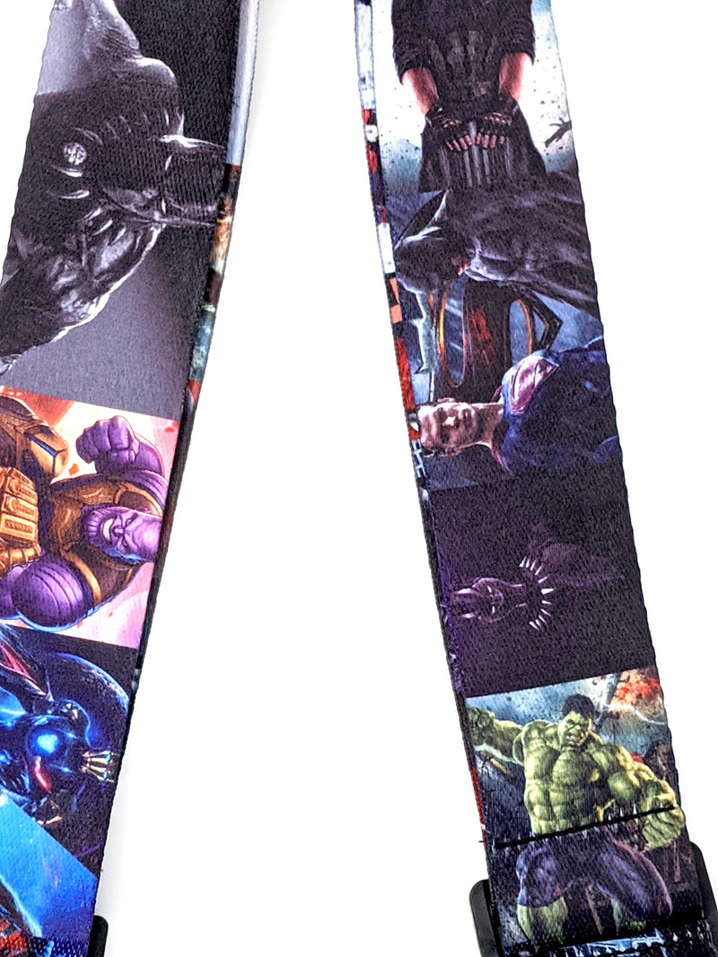 Marvel and DC Comics Superheroes Guitar Strap | Polyester with genuine leather