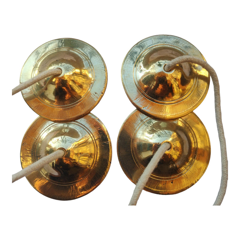 Brass Manjeera Manjira Brass Cymbals (3 x 3 inch 250 Gram) Hand Cymbal Metal Clapper for Puja