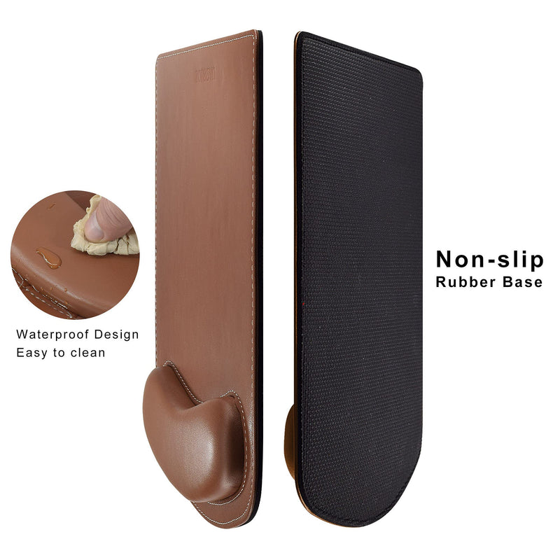 ZORESYN PU Leather Gaming Mouse Pad with Wrist Rest Support, Ergonomic Memory Foam Mouse Wrist Rest Pad, Non Slip Mousepad - Large, Brown Light Brown WMP-01
