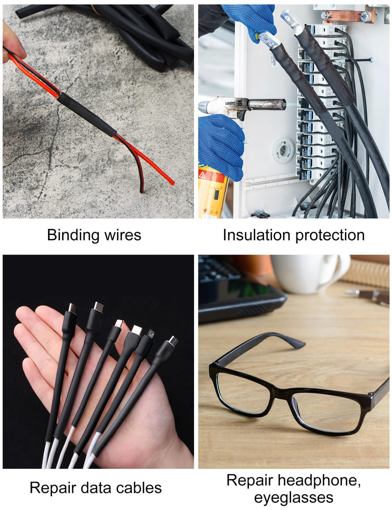 Lsnisni Heat Shrink Tubing 4:1 Diameter 12/16/20/32/40 mm, Heat Shrink Tubing with Adhesive, Heat Shrink Tubing, Black (Diameter 12 mm, 2 m)