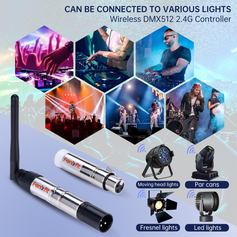 Wireless DMX512 Transmitter Receiver No Latency DJ 2.4G DMX Wireless 1 Transmitter & 3 Receivers Long Transmission Range DMX Light Controller for LED Stage Disco Lighting 4PCS Silver