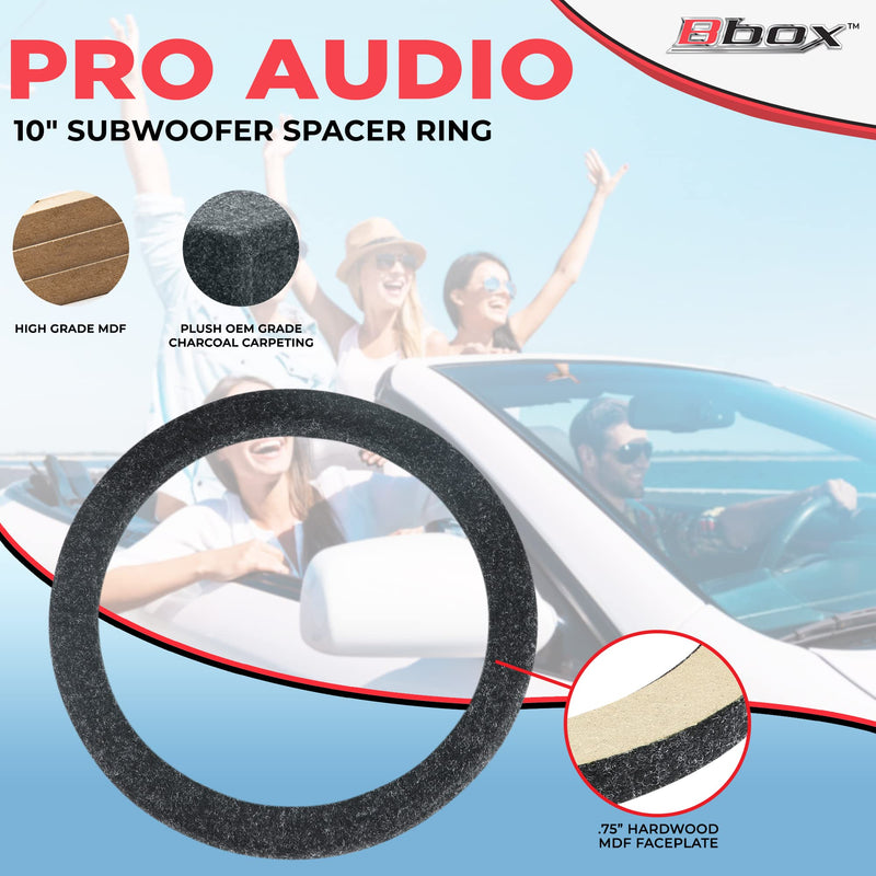 Atrend Universal MDF Constructed Spacer for 10 Inch Speaker or Sub - Adds 3/4" To Depth - Premium Subwoofer Spacer Improves Audio Quality, Sound & Bass - Multiple Usage - Charcoal,Black 10"