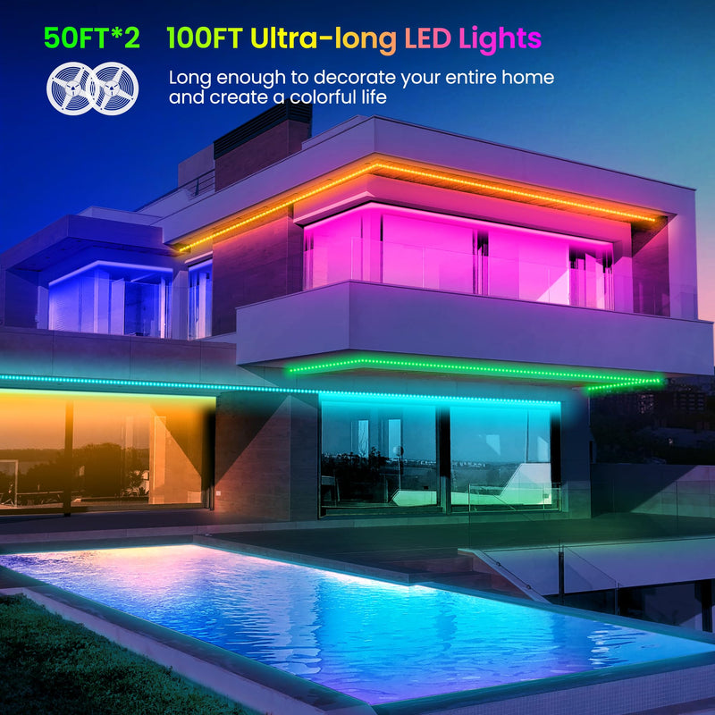GUPUP LED Strip Lights,Rope Lights,Bluetooth APP Control,Color Changing Light Strip,Lights sync with Music,para cuarto,LED Lights for Bedroom... 100 FT