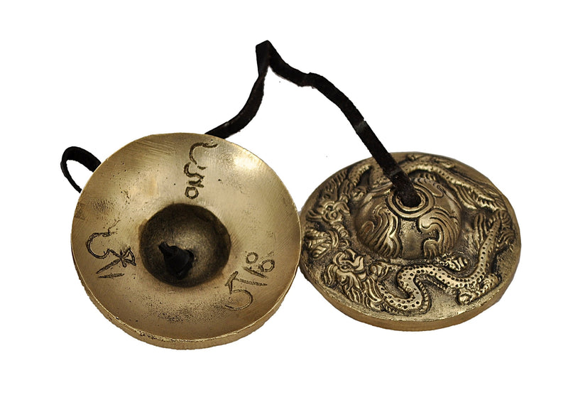 Tibetan Yoga Meditation Cymbals Bell - Dragon Embossed