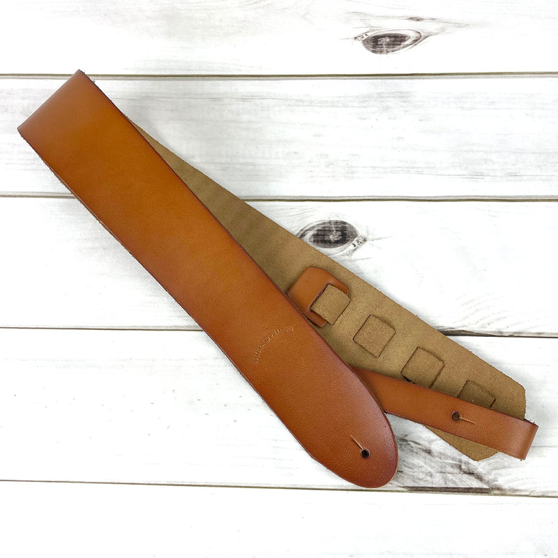 Walker & Williams SL-316 Premium Extra Wide 3" Saddle Tan Full Grain Leather Natural Finish Guitar Strap For Acoustic, Electric, And Bass Guitars