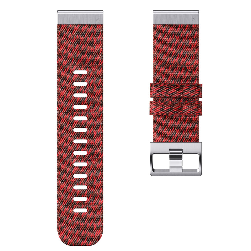 26mm Watch Band for Garmin Fenix 7X / Fenix 6X / Fenix 5X/Enduro 2/Tactix 7 Pro, epix Pro 51mm Jacquard-weave Red-Silver Buckle Quick Fit 26MM