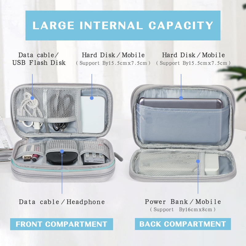 FYY Electronic Organizer, Travel Cable Organizer Bag Pouch Electronic Accessories Carry Case Portable Waterproof Double Layers All-in-One Storage Bag for Cable, Charger, Phone, Earphone, Mint Green Small