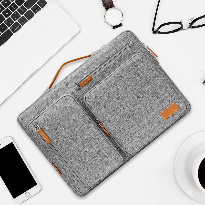 MOSISO 360 Protective Laptop Sleeve Compatible with MacBook Air/Pro, 13-13.3 inch Notebook, Compatible with MacBook Pro 14 inch M3 M2 M1, Side Open Bag with 4 Zipper Pockets&Handle, Gray 13.3 inch