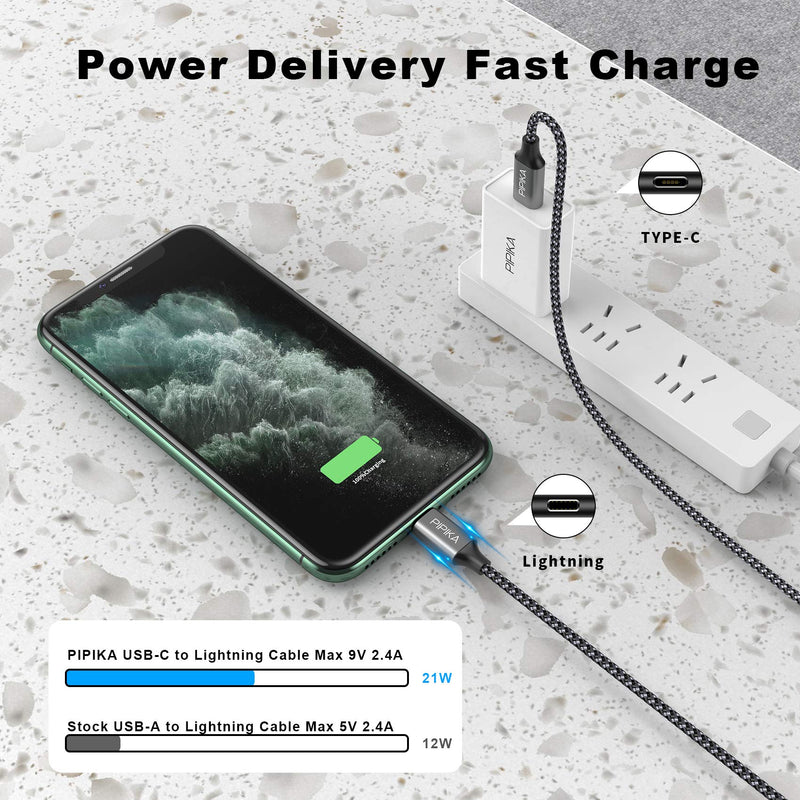 [AUSTRALIA] - Pipika USB C to Lightning Power Delivery Charging Cable [0.5 m], MFi Certified, Compatible with iPhone 13 Pro Max/13/12 Mini/1211/11 Pro/XR/XS/X/SE2/8/8 Plus 0.5 m 