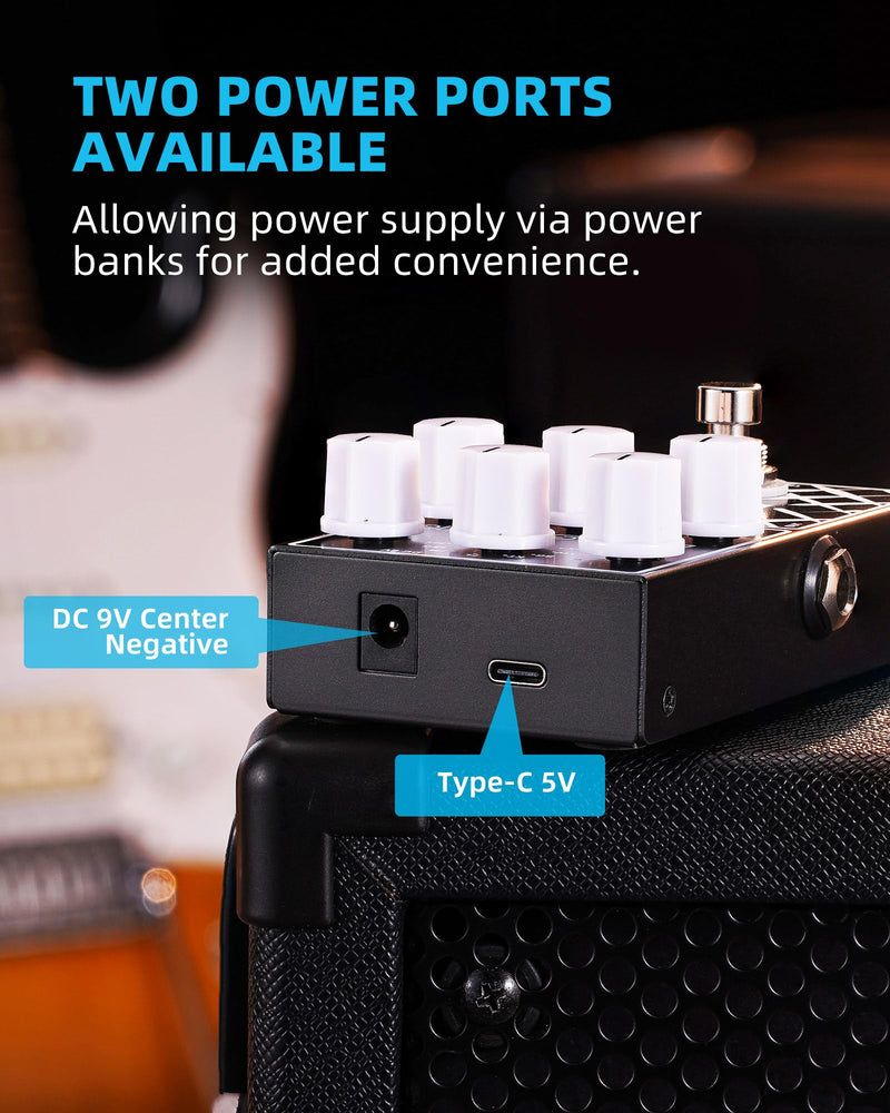 [AUSTRALIA] - LEKATO Amp Simulator Guitar Effect Pedal with True Bypass Clean to Overdrive for Electric Guitar Bypass (EP-01) Black Amp Simulator 