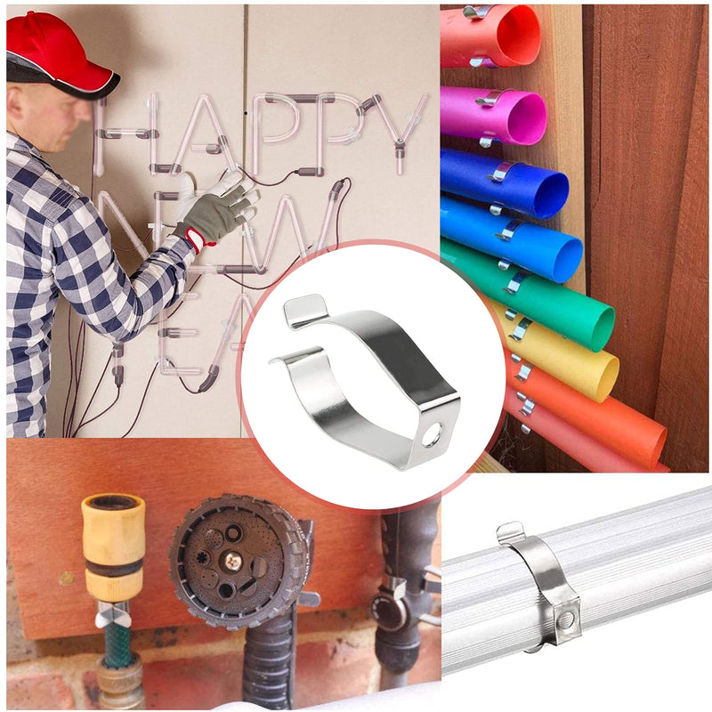 QIUMING Pack of 20 U-Clip Holder for Fluorescent Tube Holder LED Fluorescent Tube to Prevent Sag for LED Light Lamp Pipe Water Pipe Shed Garage Storage