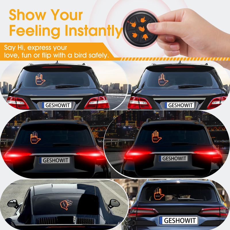[AUSTRALIA] - Car Accessories for Men - Car Finger Light with 6 Gestures Remote - Show Your Feelings to Drivers - Ideal Gift Hand Gesture Lights, Truck Accessories, Hand Sign Car LED Signs for Men and Women Black (Upgraded) 