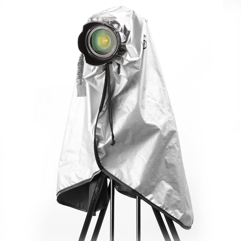 Movo CRC03 Extra-Long Camera Rain Coat Rain Cover for DSLR Cameras, Lens, and Tripod (Metallic Gray)